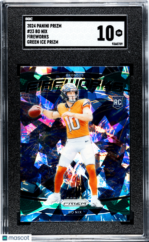 Bo Nix - 2024 Panini Prizm Fireworks Green Ice SGC 10