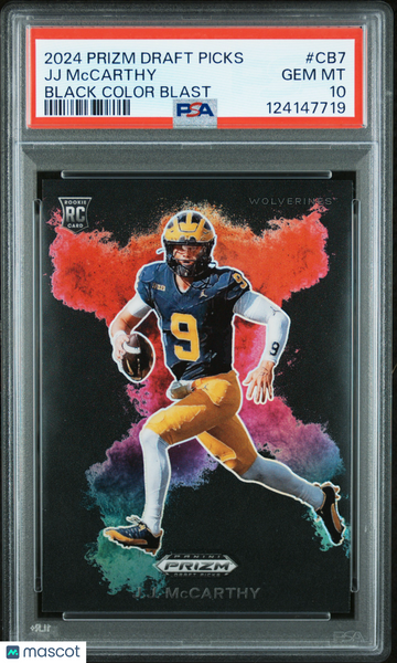 JJ Mccarthy - 2024 Panini Prizm Draft Picks Black Color Blast PSA 10