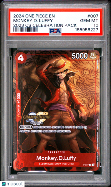 2024 One Piece Championship 2023 Celebration Pack Monkey D. Luffy PSA 10 #007