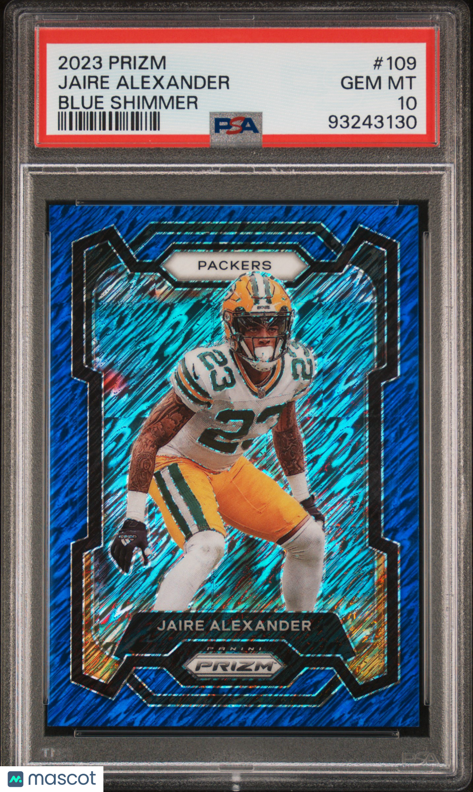 Jaire Alexander - 2023 Panini Prizm Blue Shimmer PSA 10