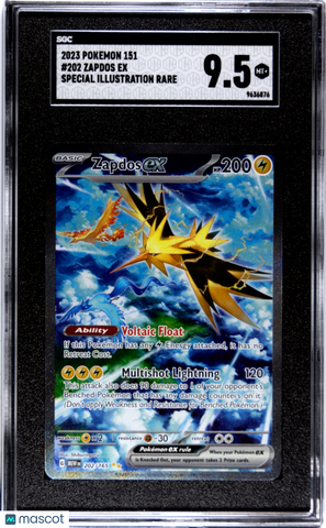 Pokémon TCG Zapdos EX #202 SGC 9.5