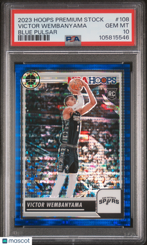 Victor Wembanyama - 2023 Panini Hoops Premium Stock Blue Pulsar PSA 10 12/75