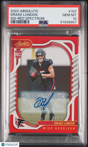 Drake London - 2022 Panini Absolute SIG Red Spectrum PSA 10