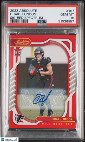 Drake London - 2022 Panini Absolute SIG Red Spectrum PSA 10