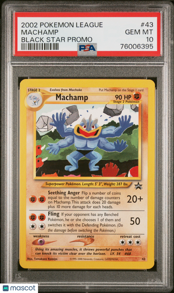 2002 Pokemon League Promo Black Star Machamp Black Star Promo PSA 10 #43