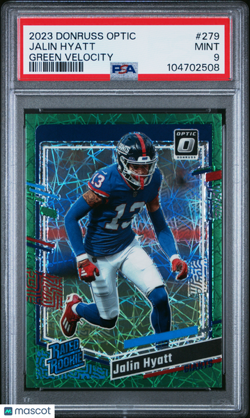 Jalin Hyatt - 2023 Panini Donruss Optic Green Velocity PSA 9