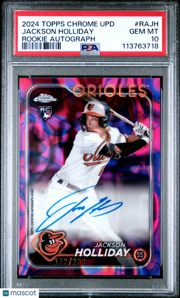 Jackson Holliday - 2024 Topps Chrome Update Rookie Auto Lava Lamp 173/299 PSA 10
