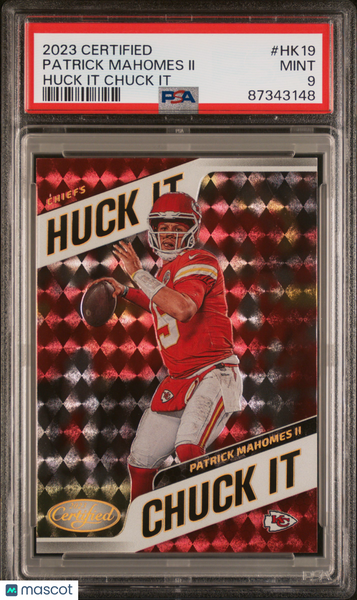 Patrick Mahomes II - 2023 Panini Certified Huck It Chuck It PSA 9