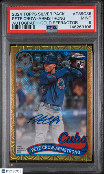 Pete Crow-Armstrong - 2024 Topps Silver 1989 Chrome Auto Gold /50 PSA 9 Rookie
