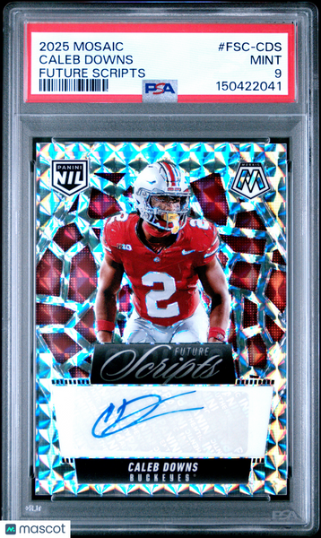 Caleb Downs - 2025 Panini Mosaic Future Scripts PSA 9