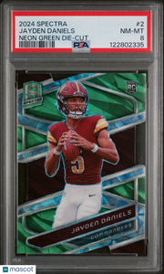Jayden Daniels - 2024 Panini Spectra Neon Green Die Cut PSA 8