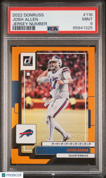 Josh Allen - 2022 Panini Donruss Jersey Number PSA 9 6/17