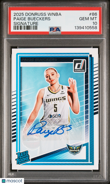 Paige Bueckers - 2025 Panini Donruss WNBA Rated Rookie Auto Signature PSA 10