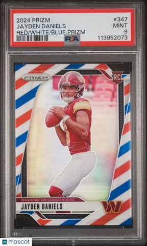 Jayden Daniels - 2024 Panini Prizm Red White Blue PSA 9