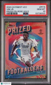Vini JR. - 2023-24 Topps Finest UEFA Club Competitions Prized Footballers FB Rose Gold Ref PSA 10