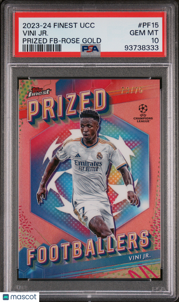 Vini JR. - 2023-24 Topps Finest UEFA Club Competitions Prized Footballers FB Rose Gold Ref PSA 10