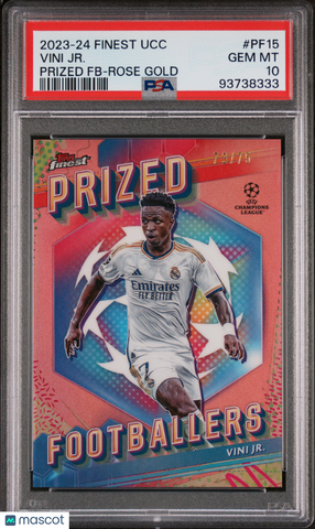 Vini JR. - 2023-24 Topps Finest UEFA Club Competitions Prized Footballers FB Rose Gold Ref PSA 10