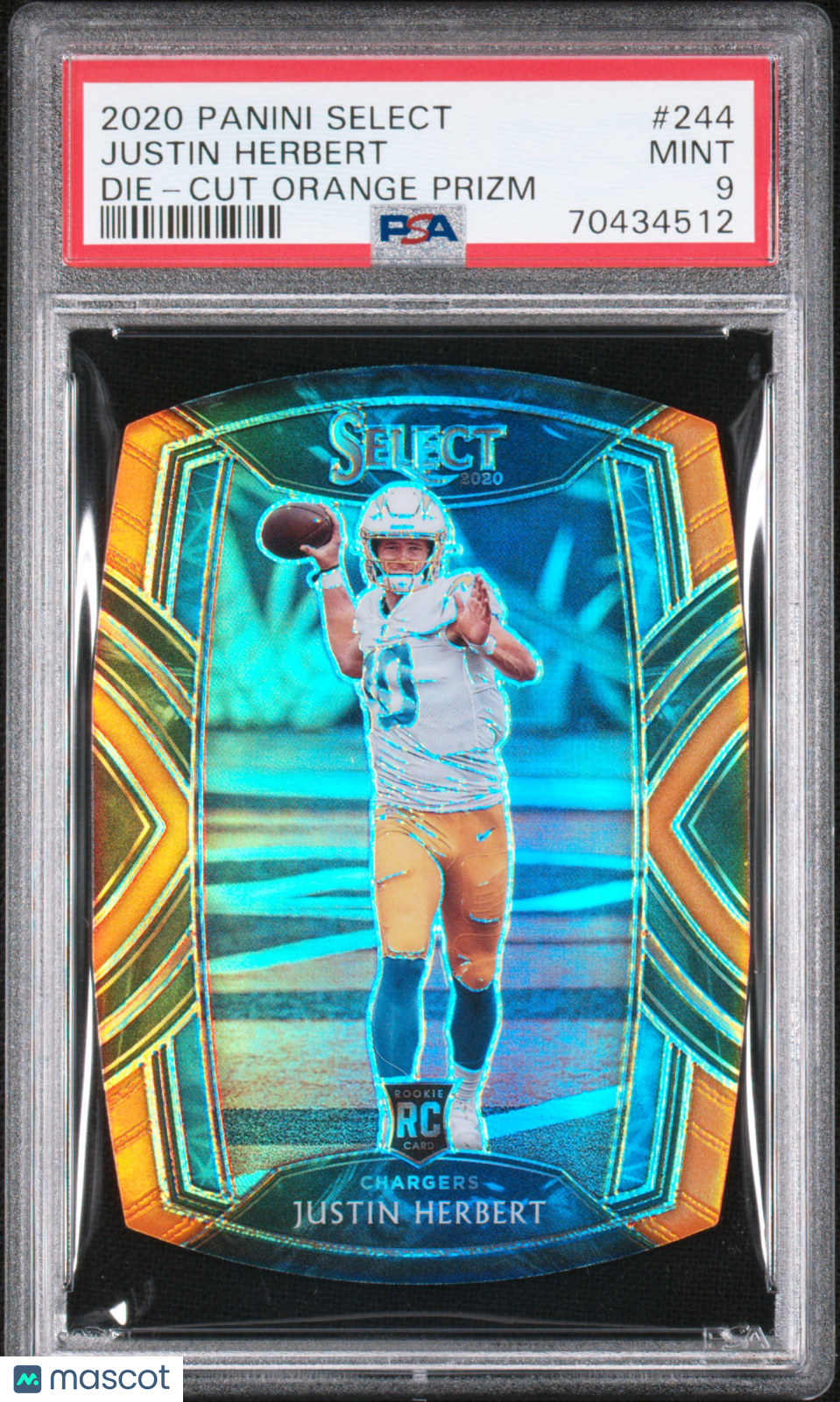 Justin Herbert - 2020 Panini Select Die Cut Orange Prizm PSA 9