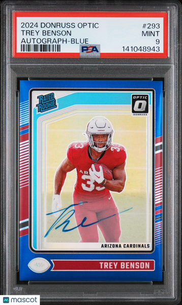 Trey Benson - 2024 Panini Donruss Optic Autograph Blue PSA 9 34/99