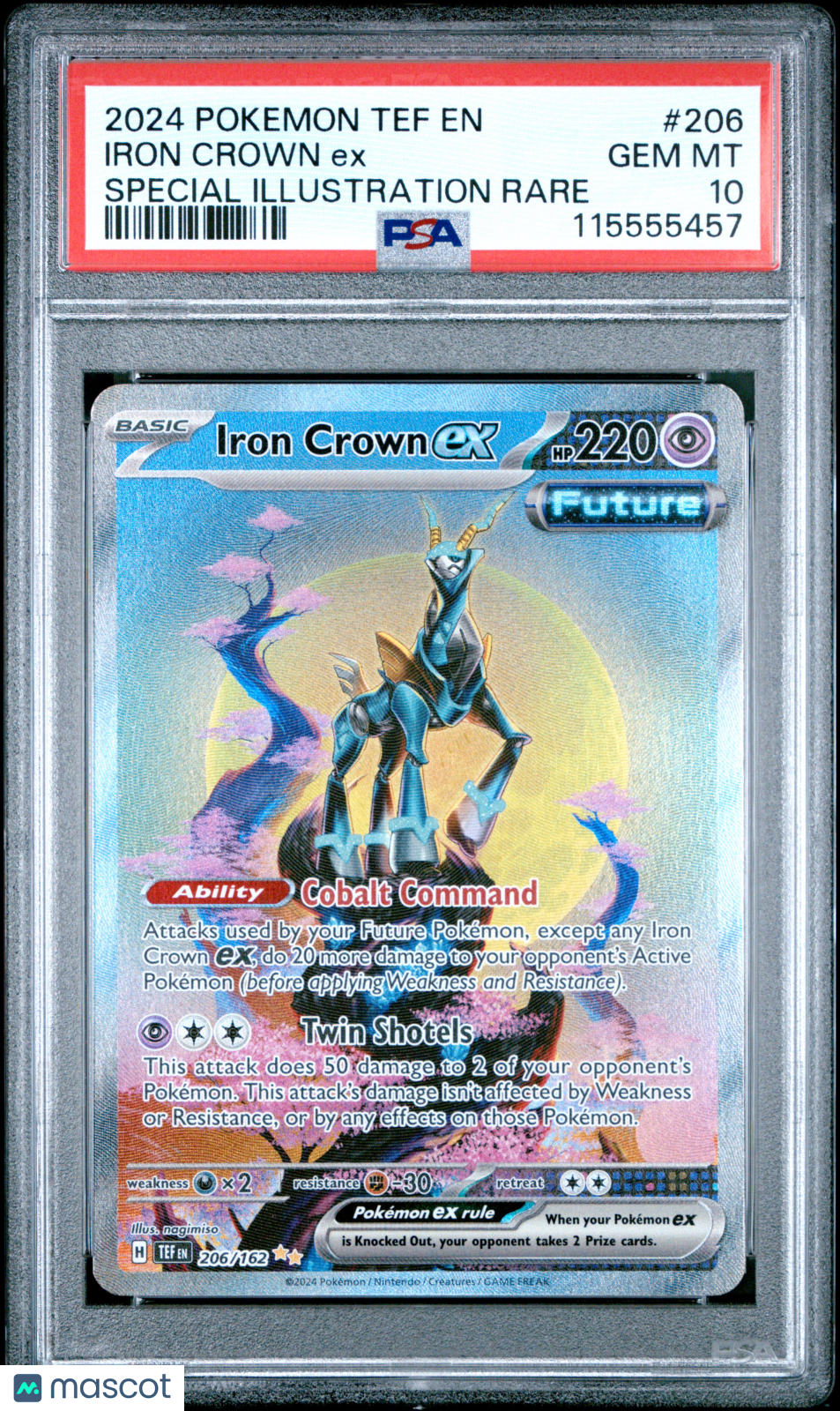 2024 Pokemon Tef EN-Temporal Forces Iron Crown EX #206 Special Illustration Rare PSA 10