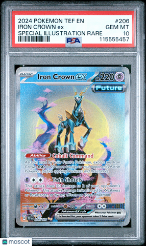 2024 Pokemon Tef EN-Temporal Forces Iron Crown EX #206 Special Illustration Rare PSA 10