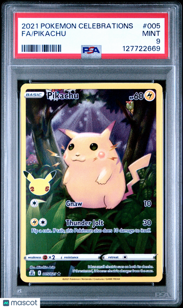 2021 Pokemon Celebrations Pikachu Fa PSA 9 #005