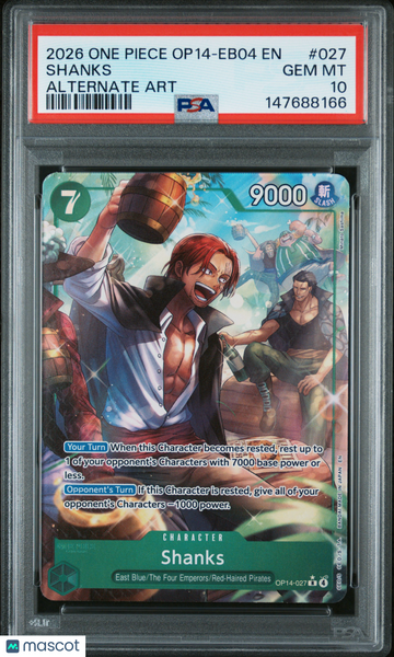 2026 One Piece Op14-Eb04-The Azure Sea's Seven Shanks Alternate Art PSA 10 #027