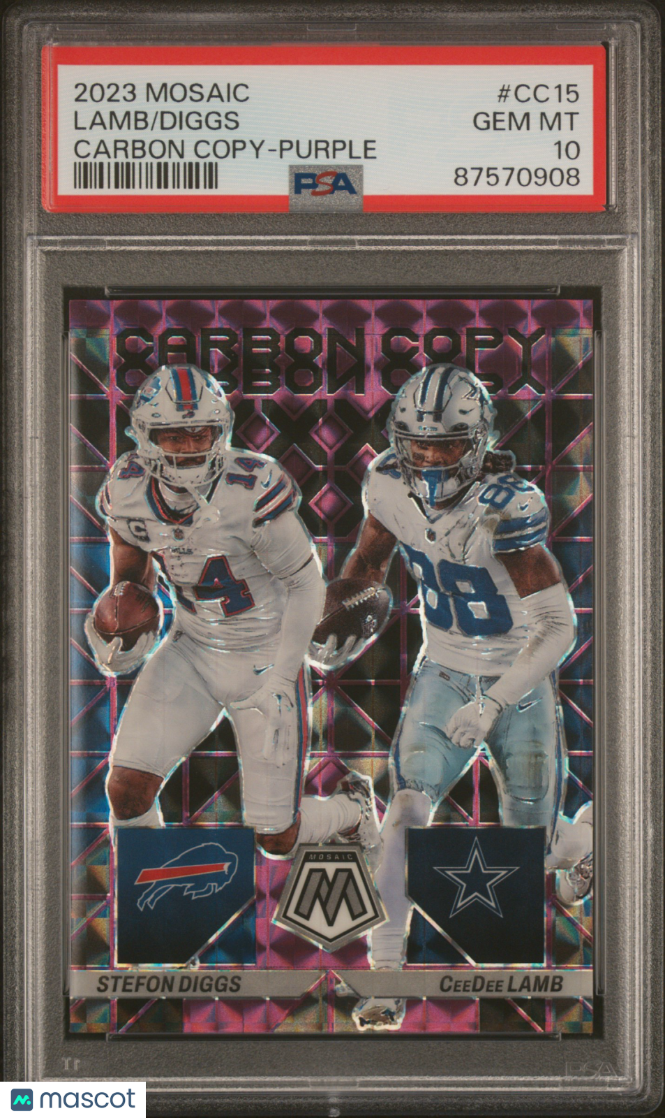 Diggs Lamb - 2023 Panini Mosaic Carbon Copy Purple PSA 10 14/49
