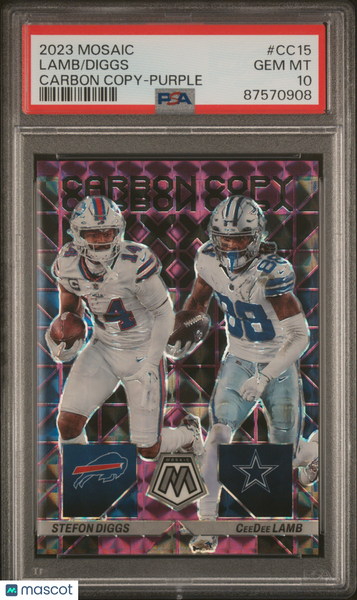Diggs Lamb - 2023 Panini Mosaic Carbon Copy Purple PSA 10 14/49
