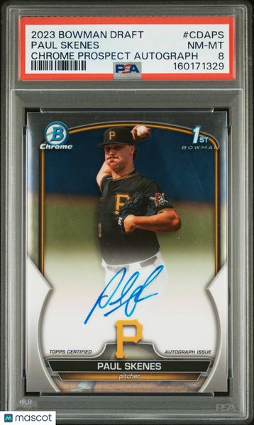 Paul Skenes - 2023 Bowman Draft Chrome Prospect Autograph PSA 8