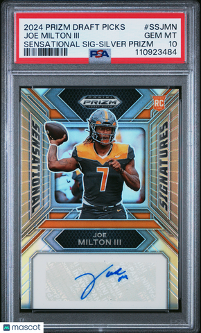 Joe Milton III - 2024 Prizm Draft Picks Sensational Signatures Silver PSA 10