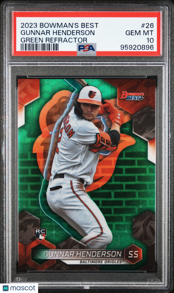 Gunnar Henderson - 2023 Bowman's Best Green Refractor PSA 10