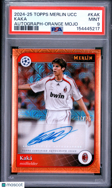 Kaka - 2024-2025 Topps Merlin UEFA UCC Soccer Auto Orange Mojo PSA 9 14/25