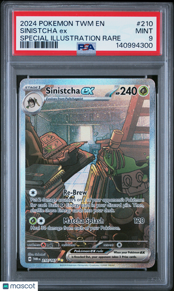 2024 Pokemon TWM EN-Twilight Masquerade Sinistcha EX Special Illustration Rare PSA 9 #210