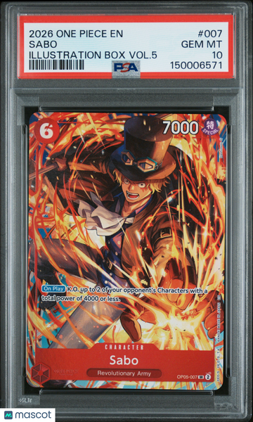 2026 One Piece Promos Sabo Illustration Box Vol.5 PSA 10 #007