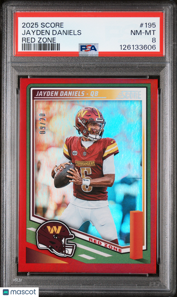 Jayden Daniels - 2025 Panini Score Red Zone PSA 8 09/20