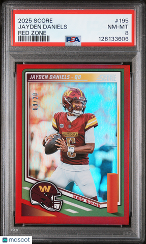 Jayden Daniels - 2025 Panini Score Red Zone PSA 8 09/20