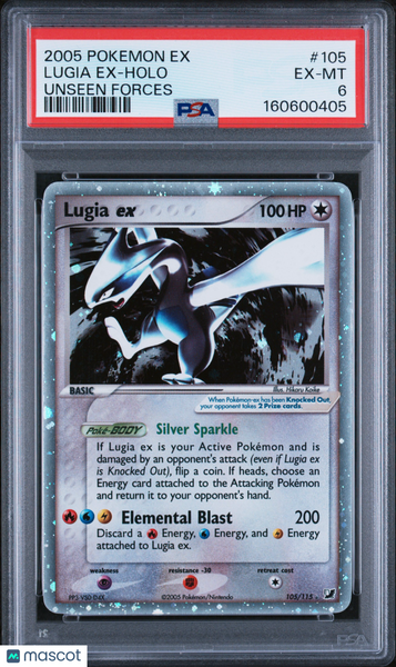 2005 Pokemon EX Unseen Forces Lugia EX Holo Unseen Forces PSA 6 #105