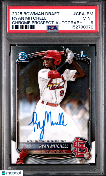 Ryan Mitchell - 2025 Bowman Draft Chrome Prospect Autographs PSA 9