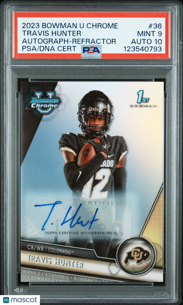 Travis Hunter - 2023 Bowman University Chrome Autograph Refractor PSA 9 455/499