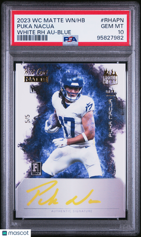 Puka Nacua - 2023 Wild Card Matte Rookie Heat Auto Blue PSA 10 5/5 RHAPN