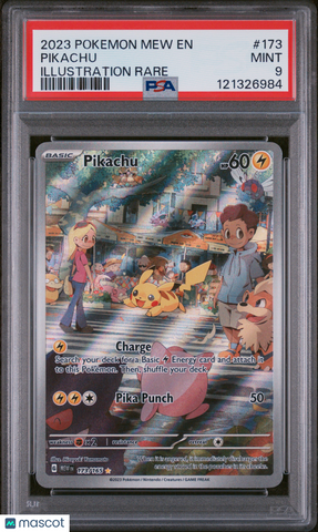 2023 Pokemon Mew EN-151 Pikachu #173 Illustration Rare PSA 9