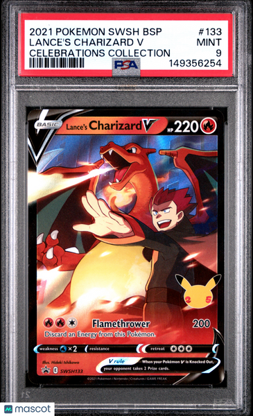 2021 Pokemon Swsh Black Star Promo Lance's Charizard V Cel Collection PSA 9 #133