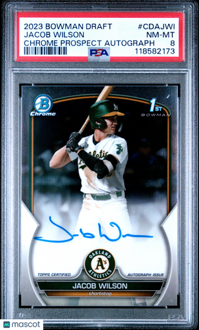 Jacob Wilson - 2023 Bowman Draft Chrome 1st Prospect Autograph PSA 8