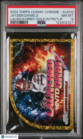 Jayden Daniels - 2024 Topps Cosmic Chrome Launched Into Orbit Gold Intrstlr PSA 8 42/50