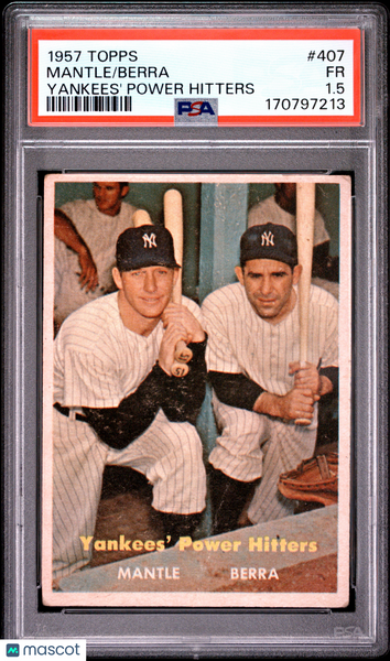 Berra Mantle - 1957 Topps Yankees' Power Hitters PSA 1.5