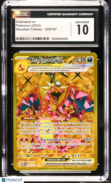 2023 Pokemon Obsidian Flames Charizard ex Holo Hyper Rare CGC 10 #228/197