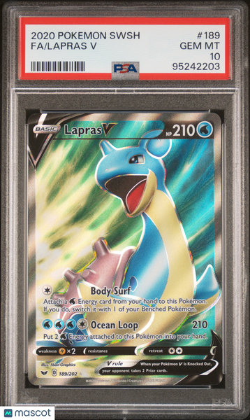 2020 Pokemon Sword & Shield Lapras V Fa PSA 10 #189