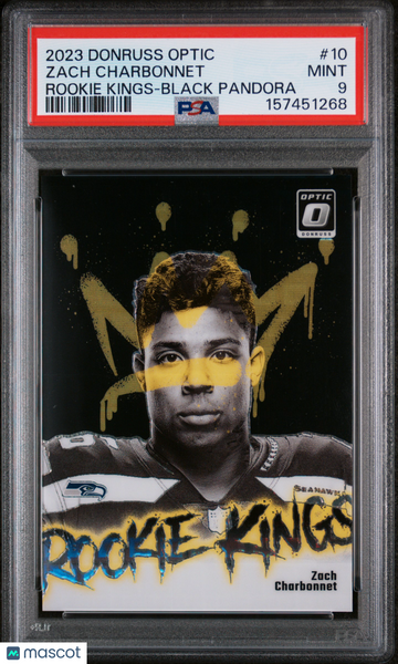 Zach Charbonnet - 2023 Panini Donruss Optic Rookie Kings Black Pandora PSA 9