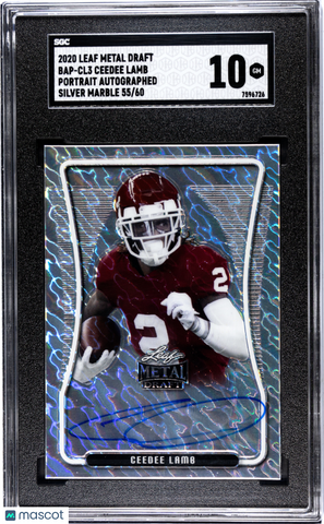 Ceedee Lamb - 2020 Leaf Metal Draft Portrait Autograph Silver Marble SGC 10 /60